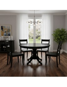 Tavolo rotondo shabby allungabile legno nero 100X100X80 120x120x80