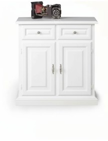 Credenza madia arte povera 2 porte 2 cassetti Legno bianco 82x41x84 (205)