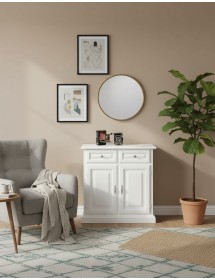 Credenza madia arte povera 2 porte 2 cassetti Legno bianco 82x41x84 (205)