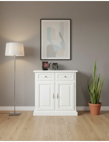 Credenza madia arte povera 2 porte 2 cassetti Legno bianco 82x41x84 (205)