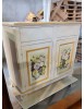 Credenza 2 Ante shabby Legno Bianco anticato Decorata filo giallo 112X49X98
