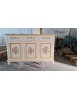 Credenza 3 Ante Legno Bianco anticato Decorata Filo giallo 160x50x102