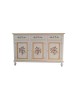 Credenza 3 Ante Legno Bianco anticato Decorata Filo ocra 160x50x102