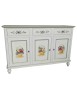 Credenza 3 Ante Legno Bianco anticato Decorata Filo verde 160x50x102