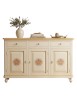 MOBILI 2G - MADIA CREDENZA IN LEGNO 3 ANTE AVORIO PENNELLATO L.150 P.43 H.98