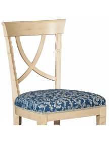 Set tavolo legno shabby avorio anticato intarsiato 160x100x80 con 6 sedie imbottite