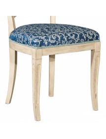 Set tavolo legno shabby avorio anticato intarsiato 160x100x80 con 6 sedie imbottite