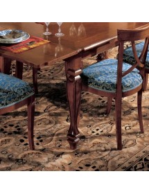 Set tavolo classico legno intarsiato bassano 160x100x80 con 6 sedie imbottite