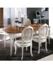 Set tavolo ovale Legno bianco anticato 115x95x78 con 4 sedie seduta paglia di vienna