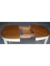 Set tavolo ovale Legno bianco anticato 115x95x78 con 4 sedie seduta paglia di vienna