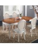 Set tavolo ovale Legno bianco anticato 115x95x78 con 4 sedie seduta paglia di vienna