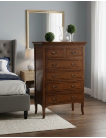 MOBILI 2G - CASSETTIERA 6 CASSETTI LEGNO INTARSIO FINITURA BASSANO 90X42X129 VISTA FRONTALE