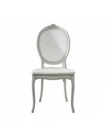 Sedia classica ovalina paglia di vienna legno shabby bianco invecchiato 49x55x104