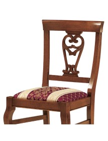 Sedia classica imbottita tessuto mongolfiera tinta noce 46x45x93