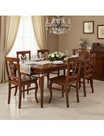 Sedia classica mongolfiera tinta noce seduta legno46x45x93