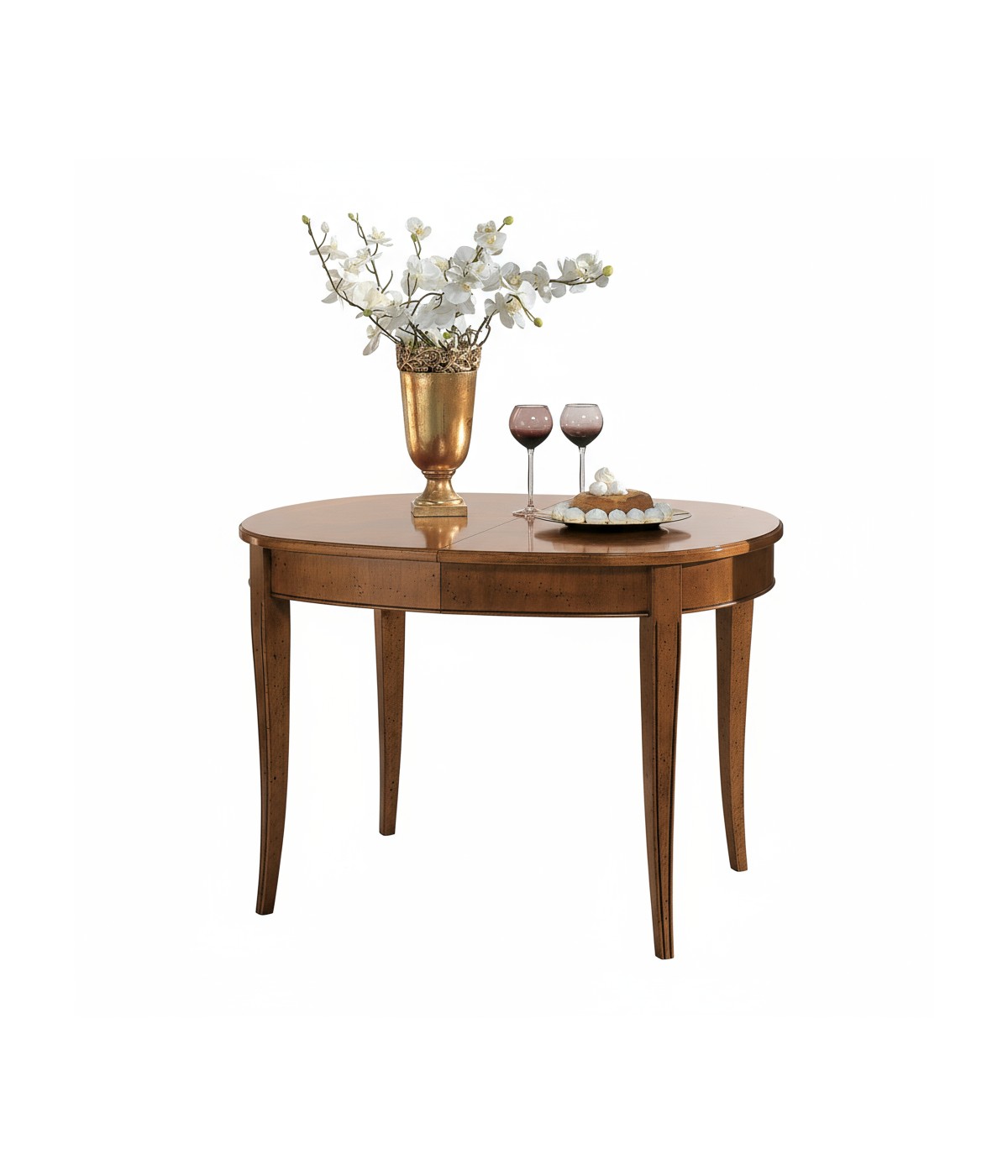 MOBILI 2G - Tavolo ovale allungabile Classico Legno bassano 115x95x78 vista laterale