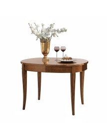 Set tavolo ovale classico Legno noce bassano 115x95x78 con 4 sedie imbottite