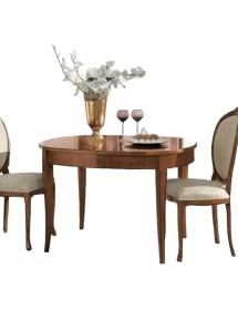 Set tavolo ovale classico Legno noce bassano 115x95x78 con 4 sedie imbottite
