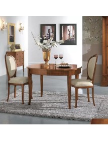 Set tavolo ovale classico Legno noce bassano 115x95x78 con 4 sedie imbottite