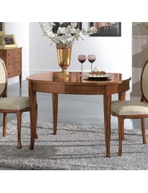 Set tavolo ovale classico Legno noce bassano 115x95x78 con 4 sedie imbottite