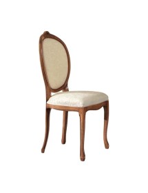 Set tavolo ovale classico Legno noce bassano 115x95x78 con 4 sedie imbottite