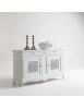 Madia credenza 2 porte 3 cassetti legno shabby bianco con intarsi 201X56X117