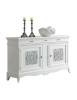 Madia credenza 2 porte 3 cassetti legno shabby bianco con intarsi 201X56X117