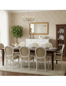 Madia credenza 2 porte 3 cassetti legno shabby bianco con intarsi 201X56X117