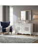 Madia credenza 2 porte 3 cassetti legno shabby bianco con intarsi 201X56X117