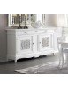 Madia credenza 2 porte 3 cassetti legno shabby bianco con intarsi 201X56X117