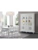 Vetrina 2 porte legno shabby bianco con intarsi 166X51X214