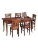 Set tavolo classico legno intarsiato bassano 180x90x78 con 6 sedie seduta imbottita