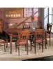 Set tavolo classico legno intarsiato bassano 180x90x78 con 6 sedie seduta imbottita