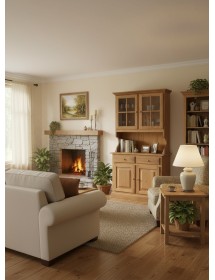 CRISTALLIERA 2 PORTE IN PINO MASSELLO COUNTRY NOCE BIONDO L.102 P.43 H.195