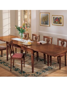 Set tavolo classico legno greca bassano 180x90x78 con 6 sedie seduta legno