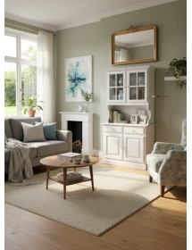 CRISTALLIERA 2 PORTE IN PINO MASSELLO COUNTRY BIANCO CONSUMATO L.102 P.43 H.195