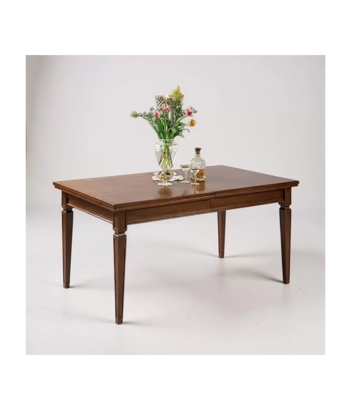 MOBILI 2G - Tavolo allungabile rettangolare classico finitura bassano 180X90x78 vista laterale