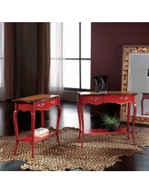 CONSOLLE 700' CLASSICA LEGNO CILIEGIO SHABBY ROSSO 89X33x78