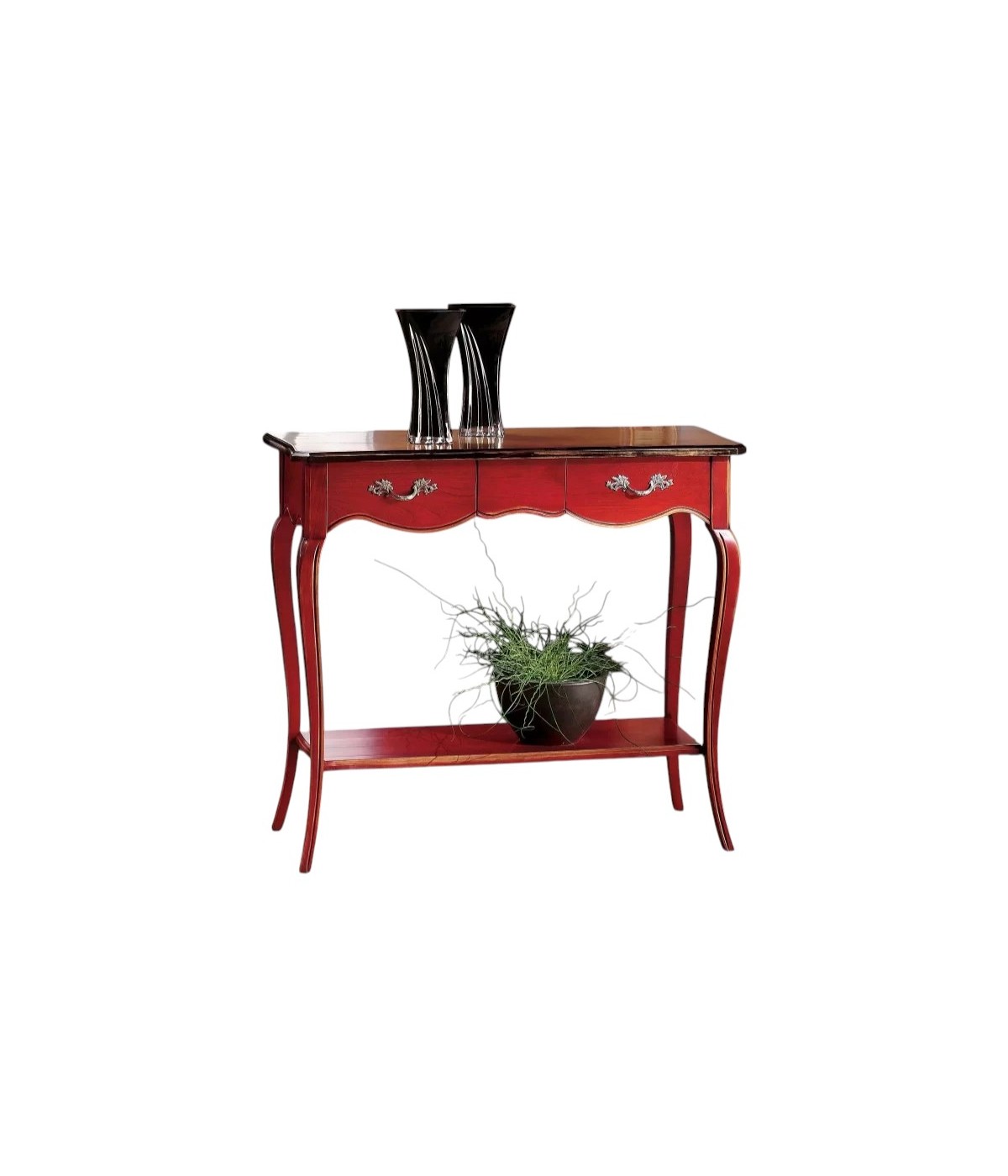 CONSOLLE 700' CLASSICA LEGNO CILIEGIO SHABBY ROSSO 89X33x78