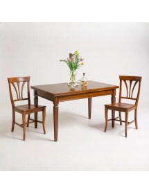 Set tavolo classico legno greca bassano 180x90x78 con 6 sedie seduta legno