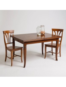 Set tavolo classico legno intarsiato bassano 180x90x78 con 6 sedie seduta legno