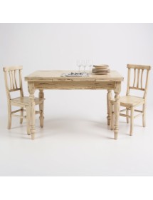 Set tavolo rettangolare shabby avorio anticato 120x80 130x85 140x80 160x85 allungabile con 4/6 sedie seduta legno