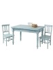 Set tavolo rettangolare shabby azzurro anticato 120x80 130x85 140x80 160x85 allungabile con 4/6 sedie seduta legno
