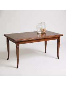 MOBILI 2G - Tavolo allungabile rettangolare classico intarsio tinta bassano 180X90x78 vista frontale