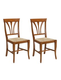Set 2 sedie arte povera tinta noce seduta legno 46x45x92