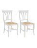 Set 2 sedie shabby chi bianco seduta paglia 46x45x92