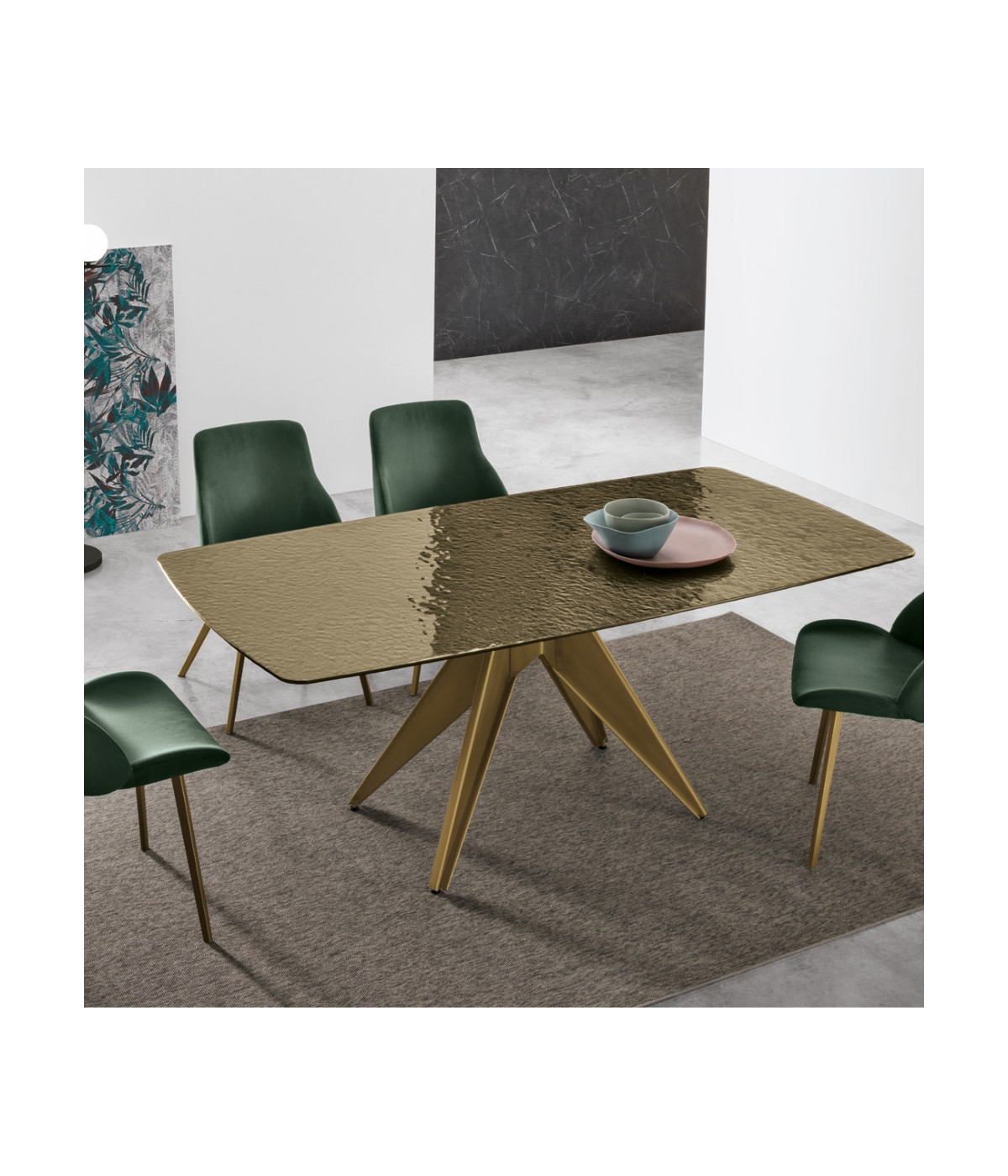 Tavolo minosse fisso moderno vetro ondulato bronzo Target Point 200x100x75