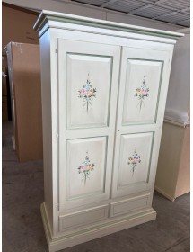 ARMADIO 2 PORTE IN LEGNO SHABBY BIANCO PATINATO/VERDE 125X61X200