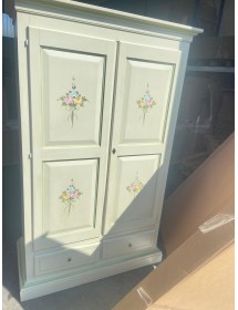 ARMADIO 2 PORTE IN LEGNO SHABBY BIANCO PATINATO/VERDE 125X61X200