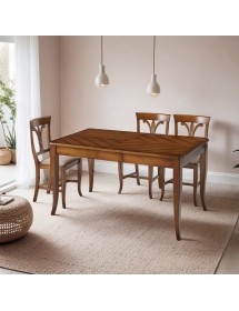 Set tavolo classico allungabile Legno noce spinapesce 160x90x78 con 6 sedie imbottite